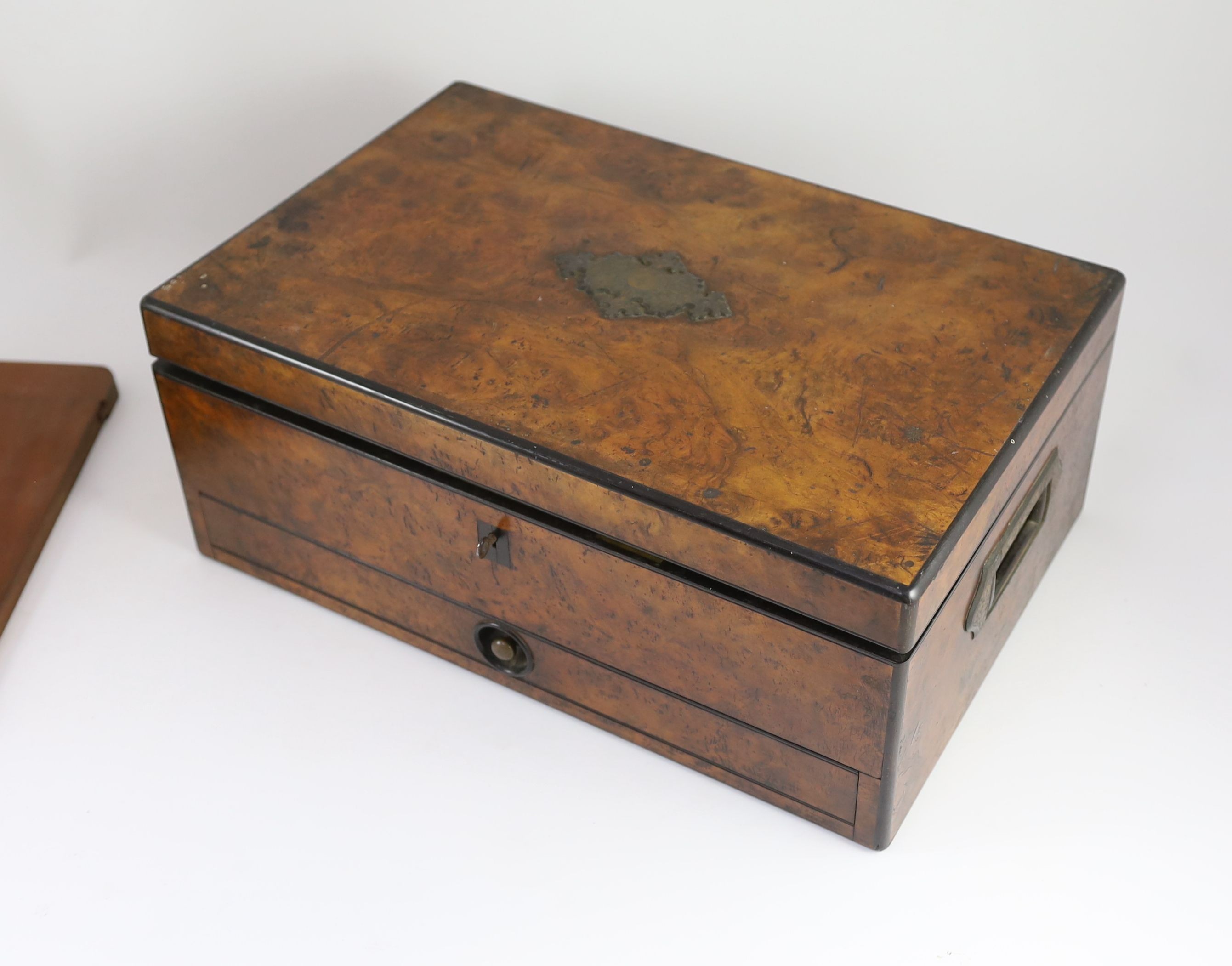 A good Victorian lacquered brass monocular microscope, originally owned by civil engineer Charles Neate (1821-1911), microscope height 59cm